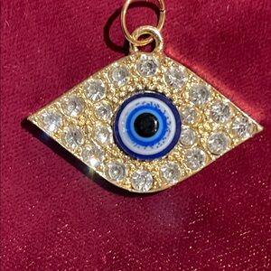 Gold-Tone Evil Eye Necklace Pendant with Blue Center